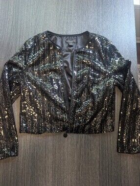 Christian Siriano Black Sequin Blazer Jacket